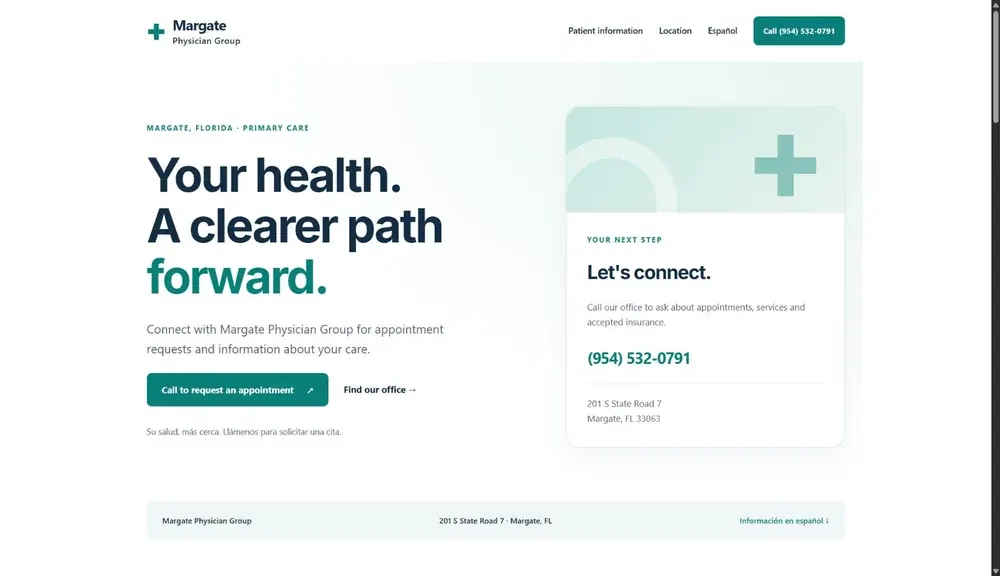 Margate Physician Group current website preview